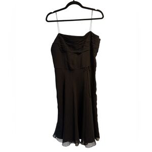 LOFT 100% Silk Black Spaghetti Strap Dress Size 10 NWT